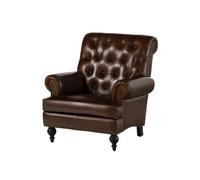 Fauteuil en cuir véritable marron CHESTERFIELD N° 105