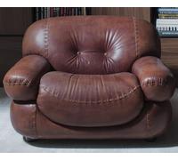 Fauteuil en cuir vintage Salon Coussin en cuir véritable Télévision Meubles italiens Nouveau