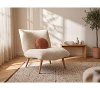 Fauteuil en fausse fourrure beige PEPITA