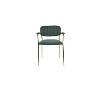 Fauteuil en fibres naturelles vert, accoudoirs, assise rembourrée, anti-dérapant, structure acier - White Label - 57x61x79 cm