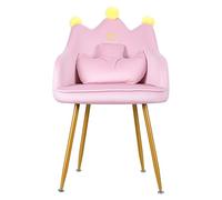 Fauteuil en forme de couronne avec oreiller et coussin lombaire, siège large rembourré en velours, tabouret ergonomique pour chambre à coucher, salon, bureau, pieds en métal antidérapants, rose