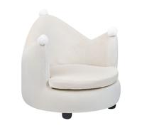 Fauteuil en Forme de Couronne en Velours Beige et Bois d'Hévéa pour Enfant