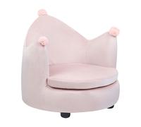 Fauteuil en Forme de Couronne en Velours Rose et Bois d'Hévéa pour Enfant Vega