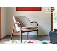 Fauteuil en frêne massif et bouclette écrue Nodia
