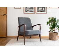 Fauteuil en frêne massif foncé et tissu gris Eon