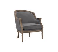 Fauteuil en lin - VENTE-UNIQUE - ALIENOR - Gris - Avec accoudoirs - Déhoussable - Intérieur