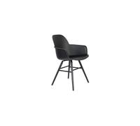 Fauteuil en plastique noir, pieds frêne massif, anti-dérapant, uni - Zuiver, Albert Kuip - 55x59x82 cm