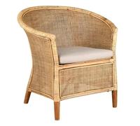 Fauteuil en poelet et cannage rotin - Marron - Vintage - Relaxation