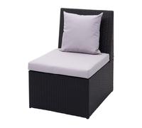 Fauteuil En Polyrotin Hwc-G16, Chaise De Jardin, Gastronomie Noir, Coussin Gris Clair Noir