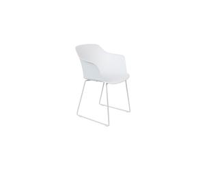 Fauteuil en PVC et synthétique blanc, assise profonde, 2 pieds fins - White Label, Tango - 54x58x82 cm
