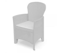Fauteuil En Résine Folia Blanc + Coussin Blanc