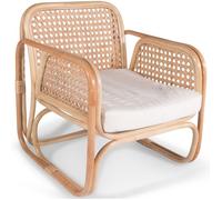 Fauteuil en rotin avec accoudoirs, design Boho Bali - Leta Blanc