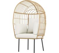 Fauteuil en rotin en forme d'oeuf avec coussin amovible, rembourrage, fauteuil d'extérieur surdimensionné en rotin, résistant aux intempéries Fauteuil en osier Chaises de jardin pour jardin balcon, vé