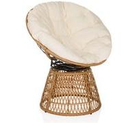 Fauteuil en rotin / Fauteuil pivotant WEAVORA Outdoor beige hjh LIVING Beige