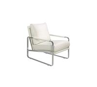 Fauteuil En Croûte De Cuir Et Pieds En Acier Blanc