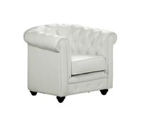 Vente-unique - Fauteuil en Simili Chesterfield - Blanc