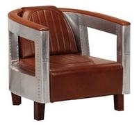 vidaXL Fauteuil en style d'aviation Cuir véritable Marron
