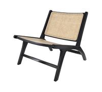 Fauteuil en teck noir et tressage cannage en rotin - Kilka - Maison Pavane