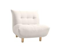Fauteuil scandinave en tissu beige et bois clair YUMI