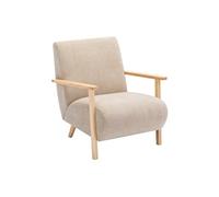 Fauteuil en tissu beige et bois JULOMO