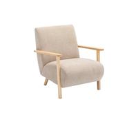 Fauteuil en tissu beige et bois JULOMO