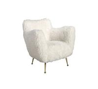 Fauteuil en tissu blanc à poils longs 5191, 93 x 82 x 91 cm -