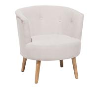 Fauteuil en Tissu Blanc Crème à Boutons Pieds en Bois Clair Confortable Odenzen