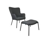 Happy Garden Fauteuil EIRA en tissu bouclé gris avec repose-pieds