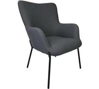 Happy Garden Fauteuil EIRA en tissu bouclé gris, piétement en métal