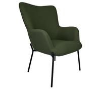 Fauteuil en tissu boucle vert kaki EIRA