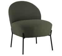 Happy Garden Chaise HELMI, Fauteuil d'appoint, Tissu Boucle Vert Kaki, piétement en métal