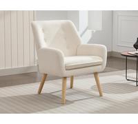Fauteuil en tissu bouclette blanc SERINO