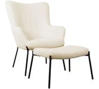 Happy Garden Fauteuil EIRA – tissu bouclette écru avec repose-pieds