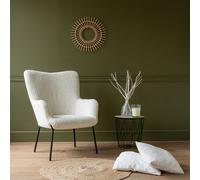 Fauteuil en tissu bouclette écru eira
