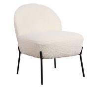 Happy Garden Chaise HELMI, Fauteuil d'appoint, Tissu Bouclette écru, Effet Peau de Mouton, piétement en métal