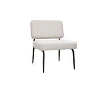 Fauteuil en tissu chenille beige et métal noir VEDANA