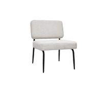 Fauteuil en tissu chenille beige et métal noir VEDANA