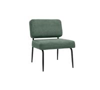 Fauteuil en tissu chenille vert kaki et métal noir VEDANA