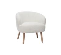 Fauteuil en tissu effet laine bou blanc cassé et bois clair maggie