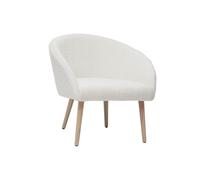 Fauteuil en tissu effet laine bouclée blanc cassé et bois clair olivia