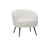 Fauteuil en tissu effet laine bouclée blanc cassé et métal noir maggie