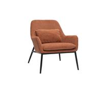 Fauteuil design en tissu effet velours terre brulée et métal noir MAXINE