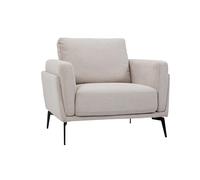 Fauteuil en tissu effet velours texturé beige et métal noir mosco