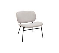 Fauteuil en tissu effet velours texturé beige et métal noir SHELBY