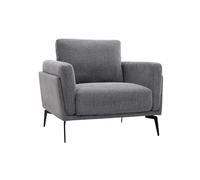 Fauteuil en tissu effet velours texturé gris et métal noir mosco