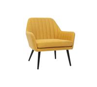 Fauteuil design en tissu effet velours texturé jaune moutarde et métal noir GASTON