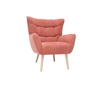 Miliboo - Fauteuil scandinave en tissu effet velours texturé terracotta et bois clair AVERY
