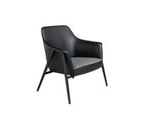 Fauteuil En Tissu Et Croûte De Cuir Noir