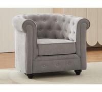 Fauteuil en tissu gris CHESTERFIELD