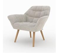 Fauteuil en tissu gris clair et pieds en bois - Simba - Maison Pavane